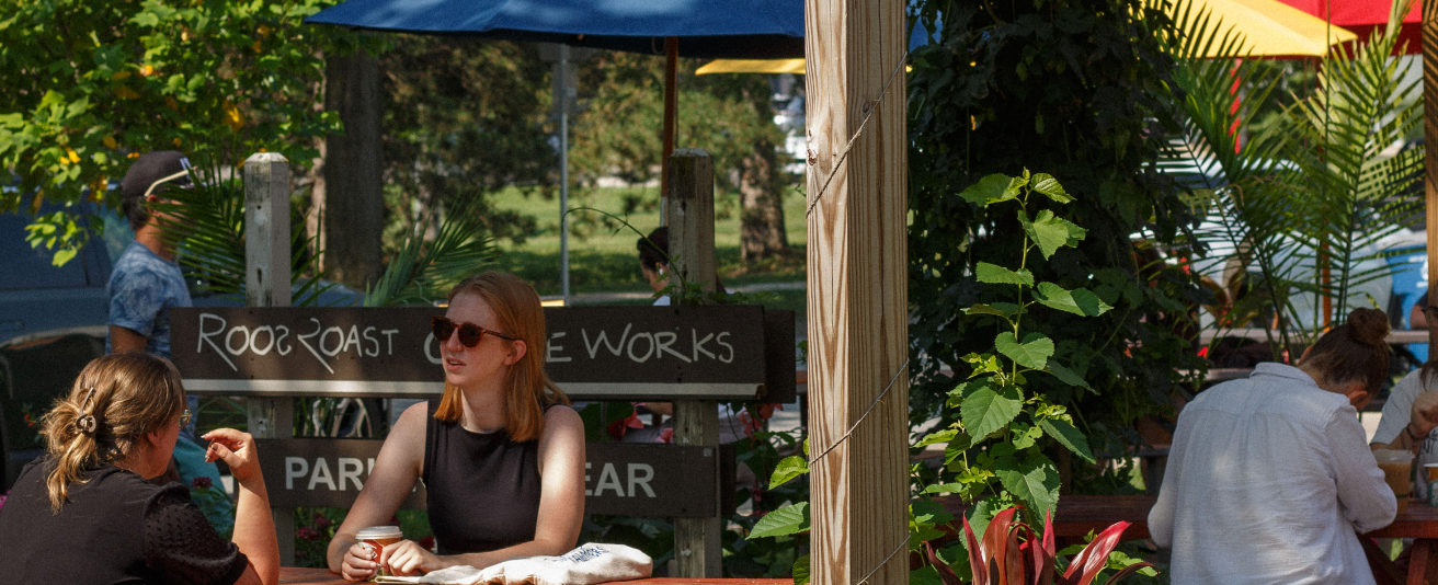 customers sitting at roosroast rosewood cafe