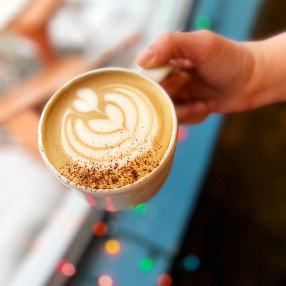 latte art in the winter at roosroast cafe on rosewood