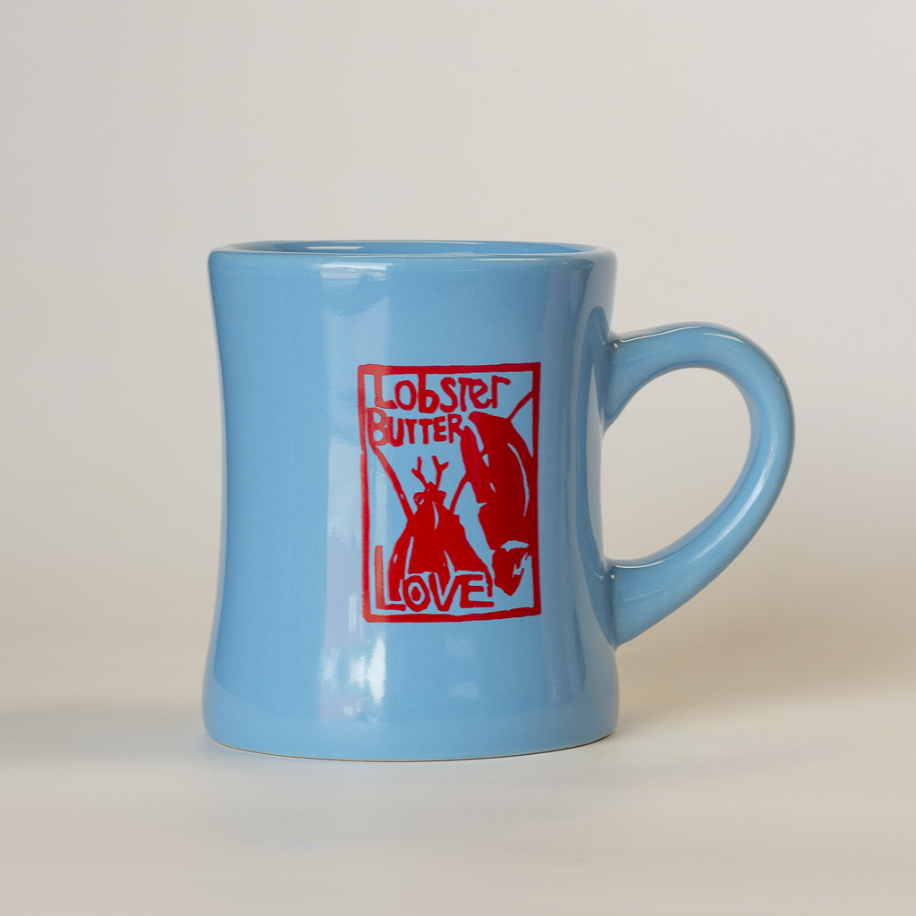 sky blue lobster butter diner mug